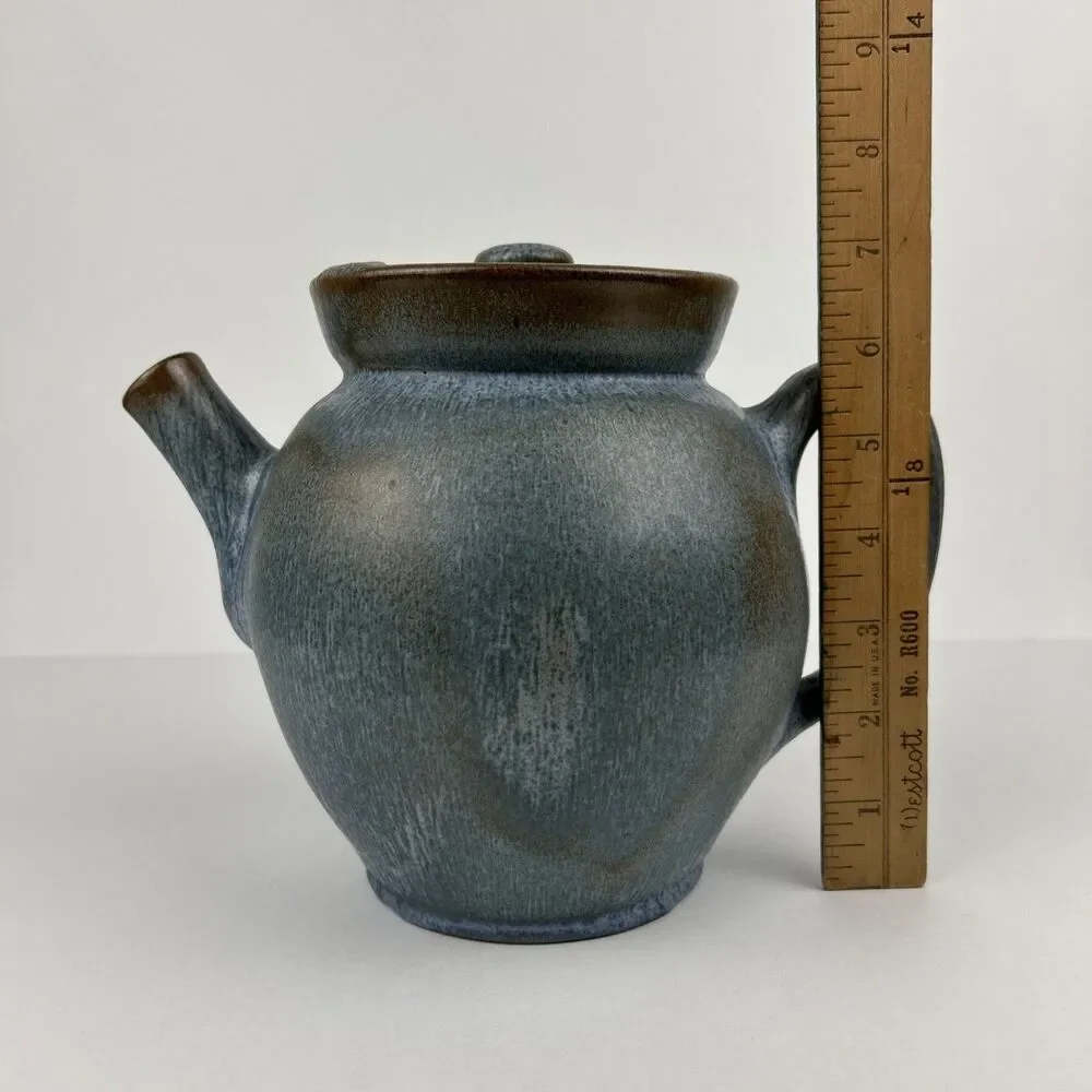 Hand Crafted teapot short spout round Asian inspired Pottery
